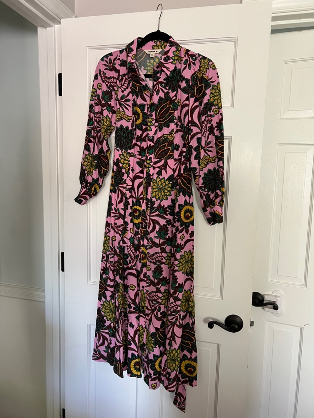 Boden Pink Floral Button-Front Maxi Dress